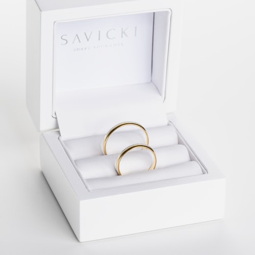 Obrączki ślubne: dwukolorowe złoto, półokrągłe, 3 mm